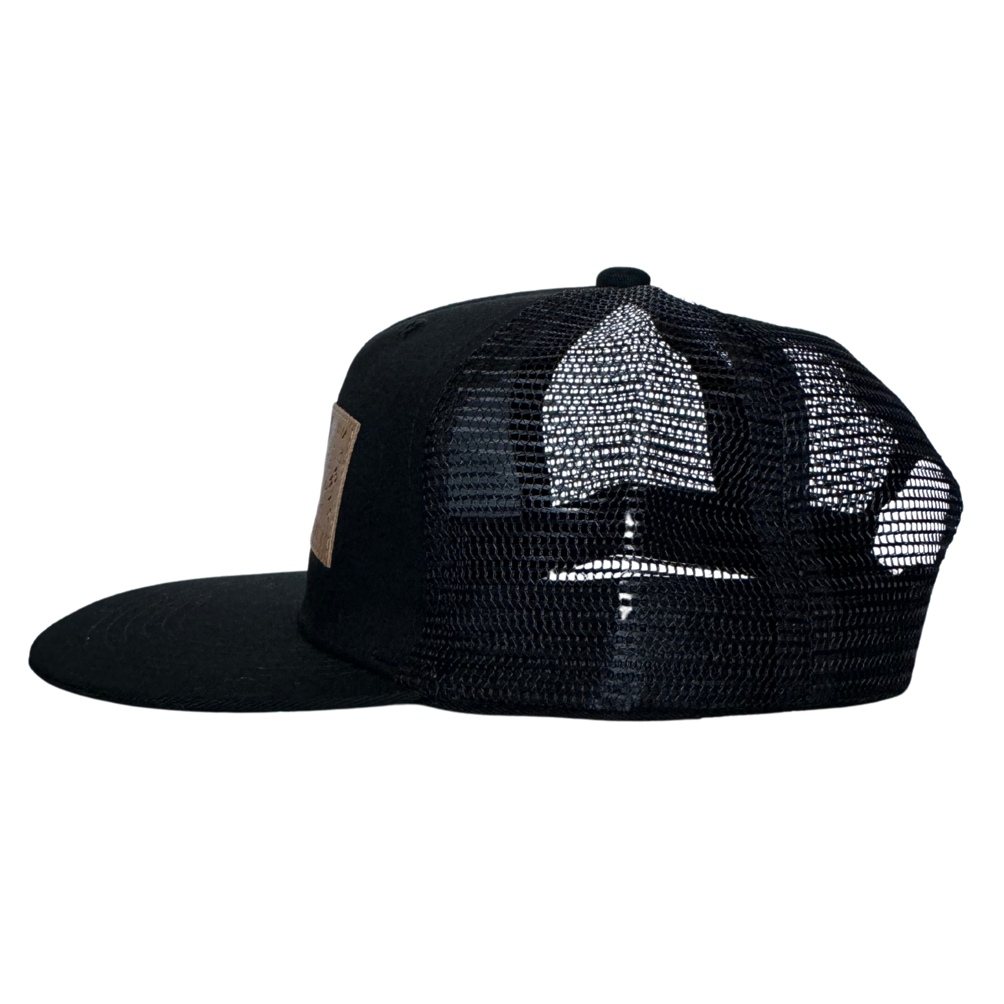 6 Panel Trucker Snapback Hat Leather Patch Original Logo